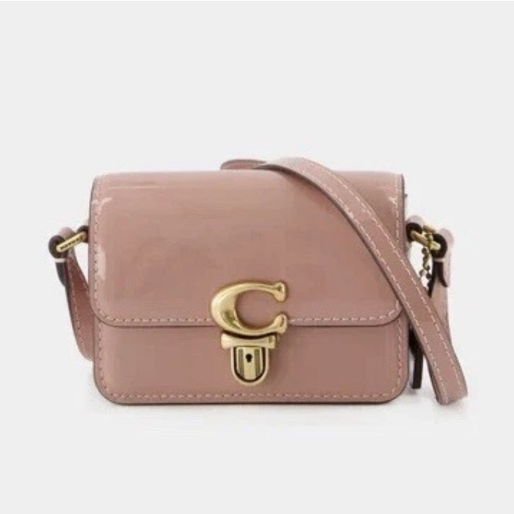 Chic Blush Crossbody Bag with Gold Accents